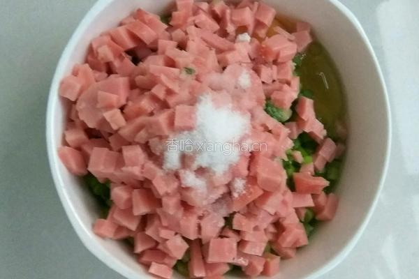 蒜苔火腿煎饼的做法图解2