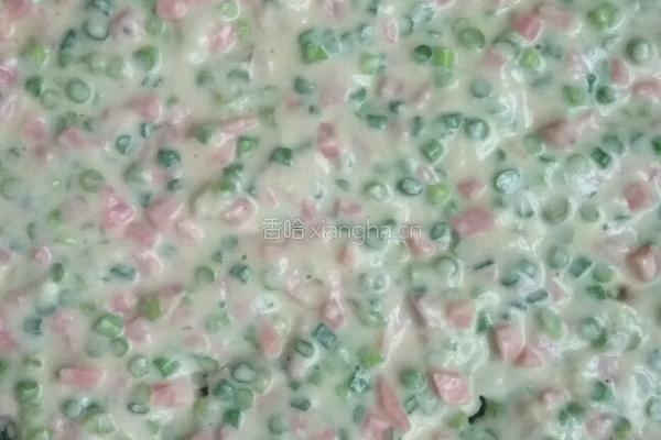 蒜苔火腿煎饼的做法图解4