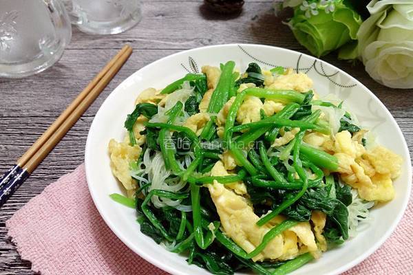 菠菜粉丝炒鸡蛋的做法图解8