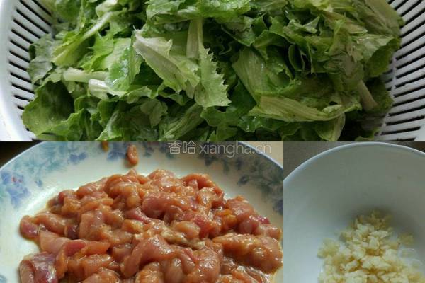 生菜炒肉的做法图解1