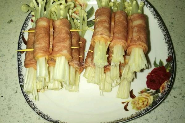培根金针菇卷的做法图解3