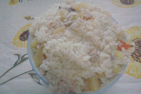 电饭锅版–土豆香菇焖饭的做法图解11