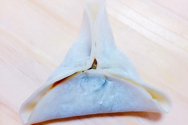 槐花猪肉馅三角煎饺的做法图解3