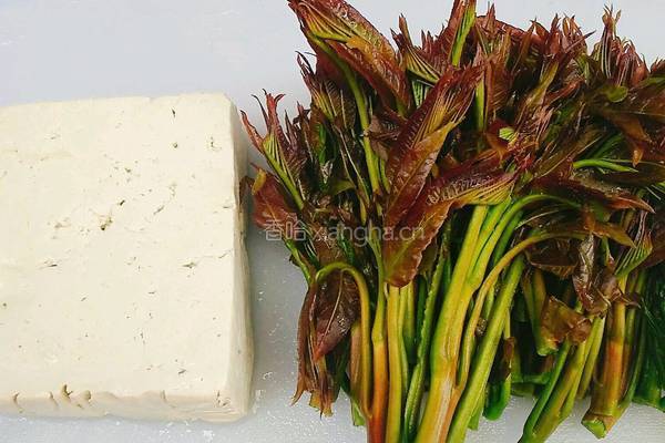 椿叶拌豆腐的做法图解1