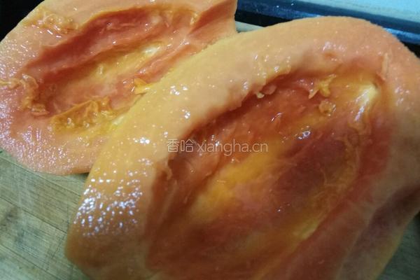 老屋私房菜冰糖香橙蒸木瓜的做法图解1
