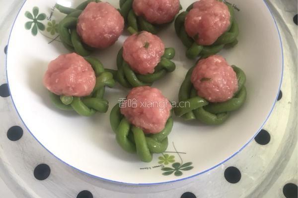花式豆角蒸肉丸的做法图解5