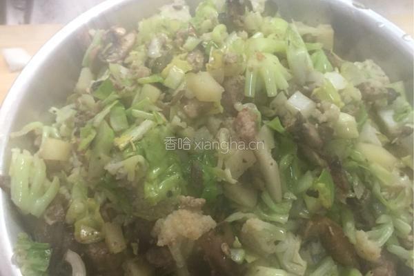 土豆，包菜，肉沫，蘑菇，花菜包子馅
