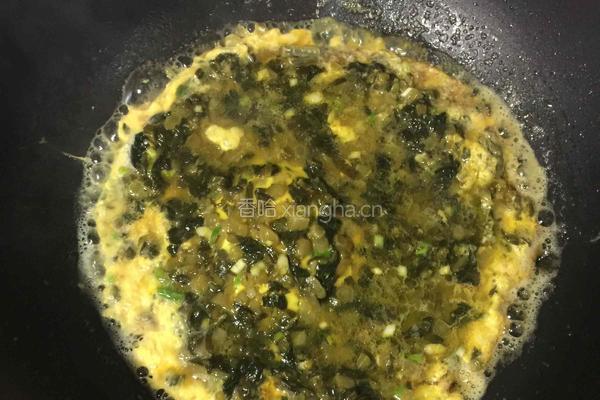 菜苔鸭蛋饼的做法图解4