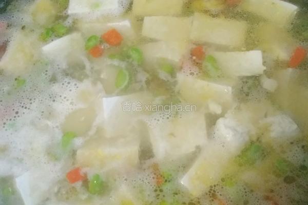 虾仁豆腐毛豆汤的做法图解5