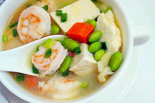 虾仁豆腐毛豆汤的做法图解9