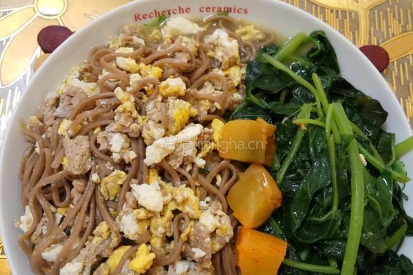 鸡蛋肉末红薯叶荞麦面的做法图解8