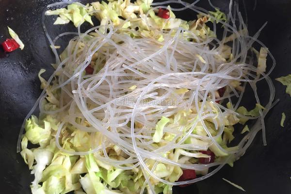 甘蓝炒粉条的做法图解5