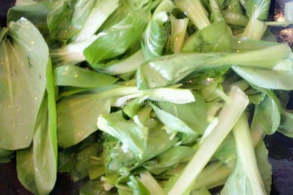 虾皮炒小油菜的做法图解4