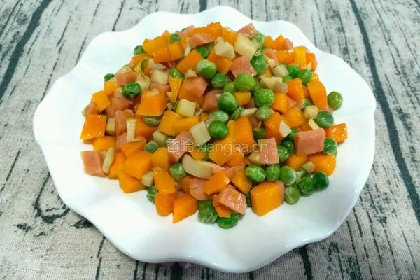 豌豆南瓜炒火腿的做法图解7
