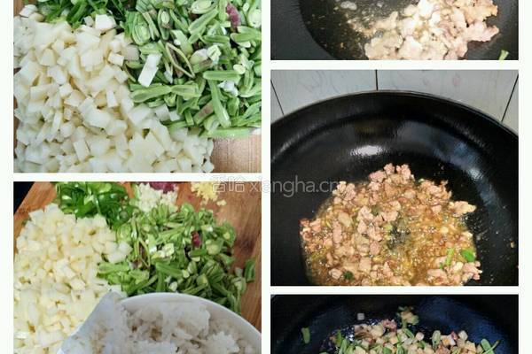 五花肉豆角土豆焖饭的做法图解2