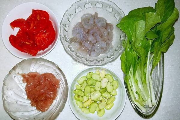 虾仁肉丝紫薯面的做法图解1