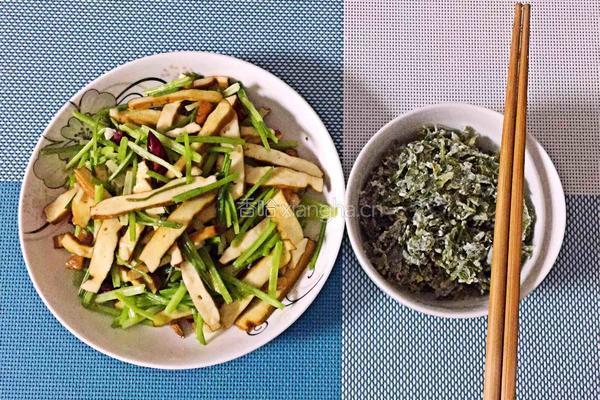 麦芹豆干+芹叶麦饭（适合孕妈）的做法图解3