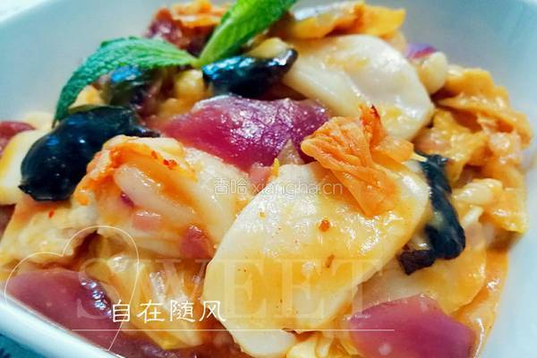 辣白菜炒年糕的做法图解5