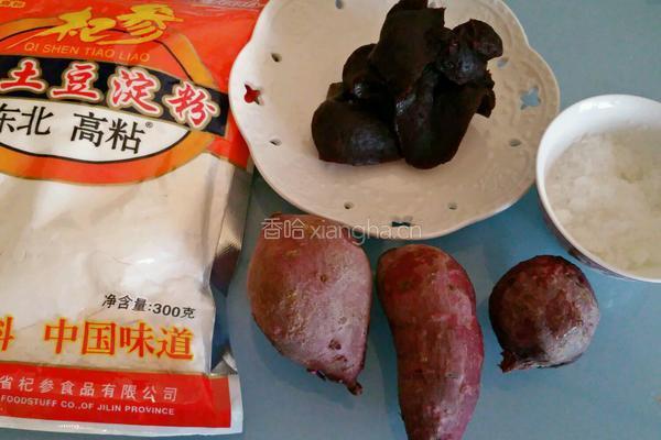 水晶紫薯豆沙包的做法图解1