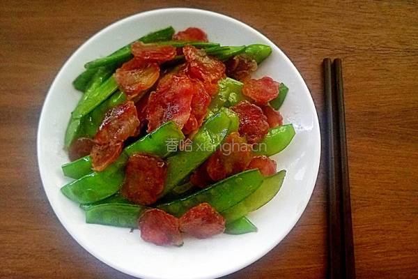 荷兰豆炒腊肠的做法图解9