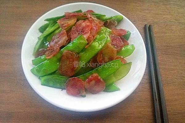 荷兰豆炒腊肠的做法图解10