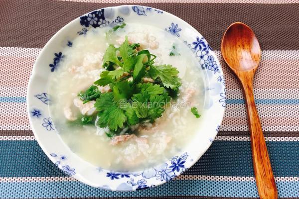 香菜瘦肉粥的做法图解9