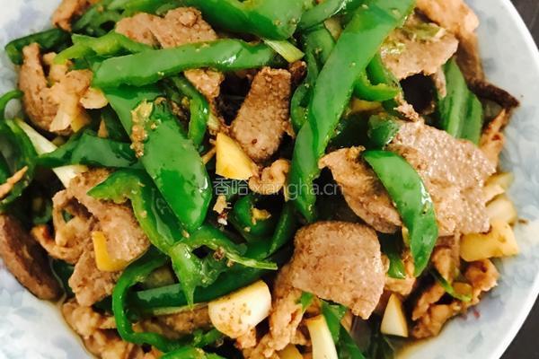 青椒炒猪肝肉丝的做法图解4
