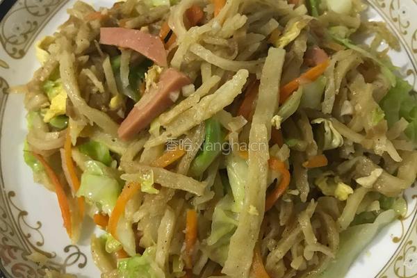 鸡蛋火腿炒饼