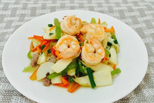 蒜香虾仁瘦肉炒茭白的做法图解11