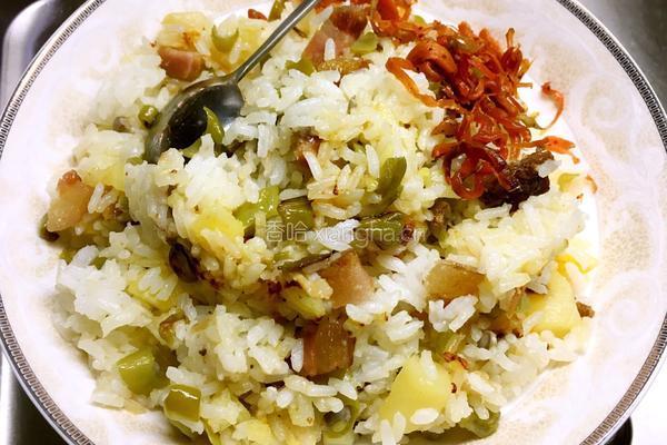 腊肉土豆豇豆饭的做法图解9