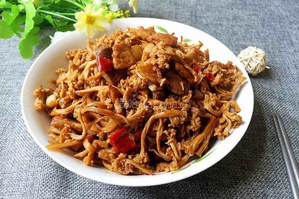 花菜干烧肉的做法图解10