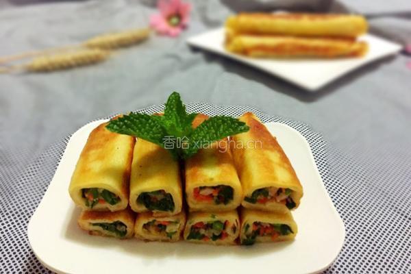 香煎鲜虾蔬菜卷的做法图解20