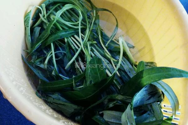 虾酱蚝油炒空心菜 虾酱炒通菜的做法图解1