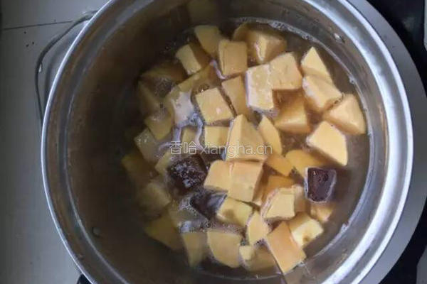 桃胶皂角米红薯燕窝羹的做法图解4