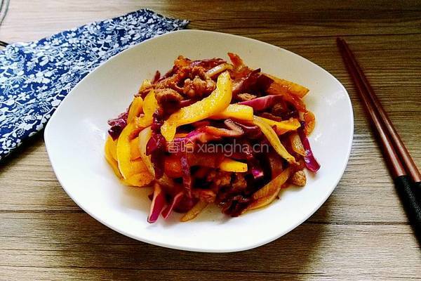 辣炒五彩肉丝的做法图解8
