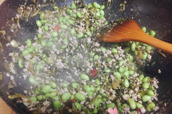 雪菜毛豆炒肉沫的做法图解12