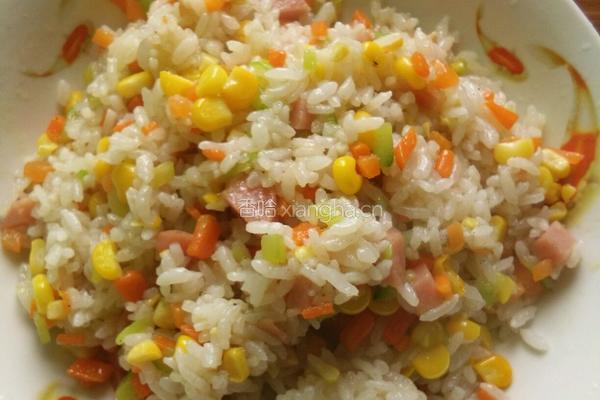 田园玉米火腿炒饭的做法图解7
