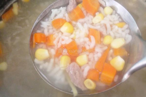 玉米胡萝卜瘦肉粥的做法图解5