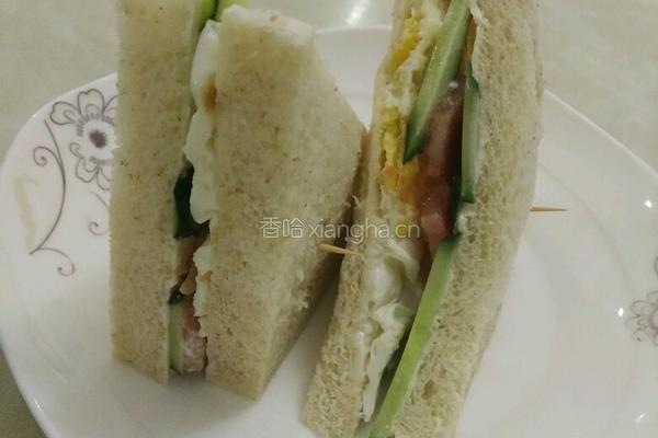 鸡蛋番茄黄瓜全麦三明治的做法图解8