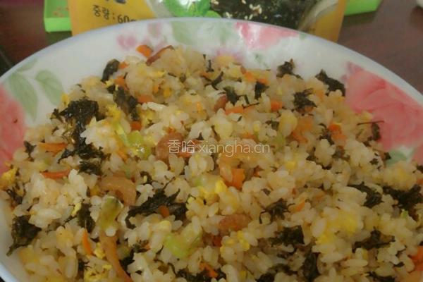 虾仁海苔炒米的做法图解3