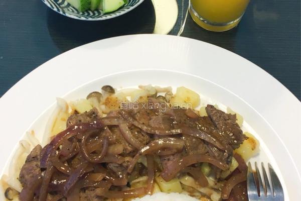 蘑菇牛排饭的做法图解11