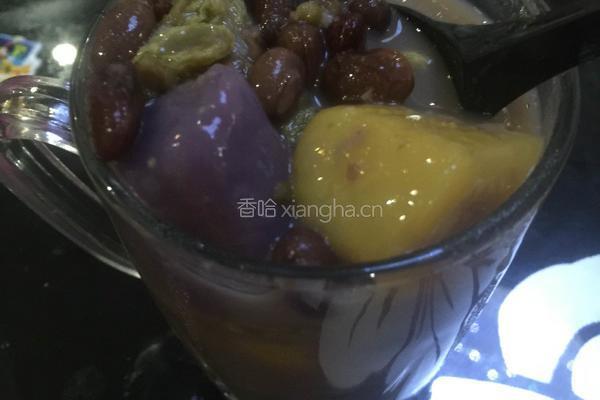 南瓜紫薯芋圆甜品的做法图解12