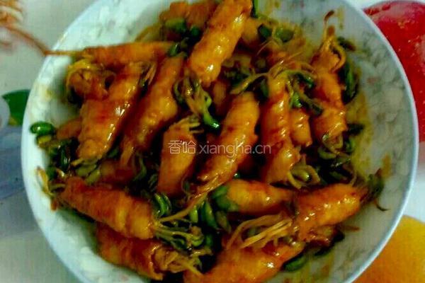 五花肉卷绿豆芽的做法图解6