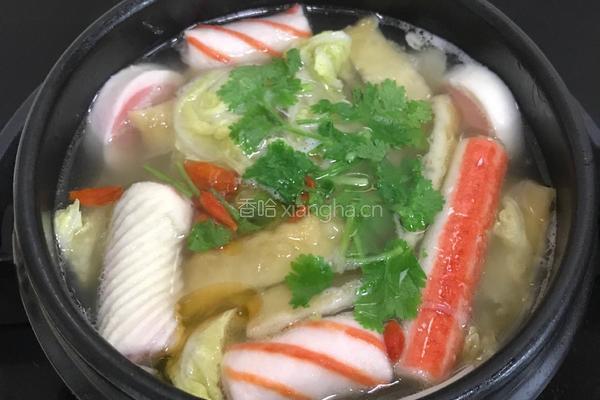娃娃菜粉丝丸子汤的做法图解4