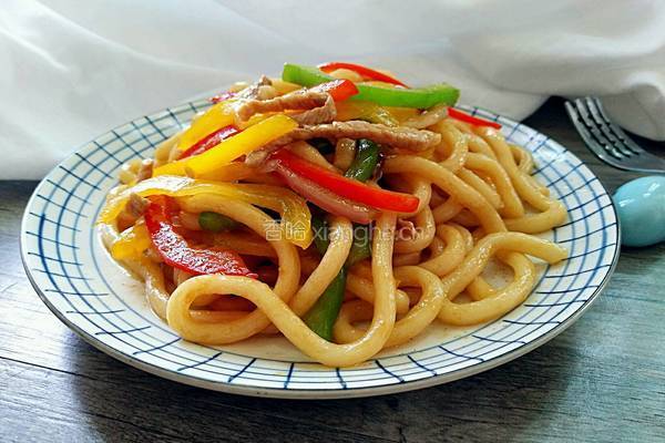 彩椒肉丝炒乌冬的做法图解13