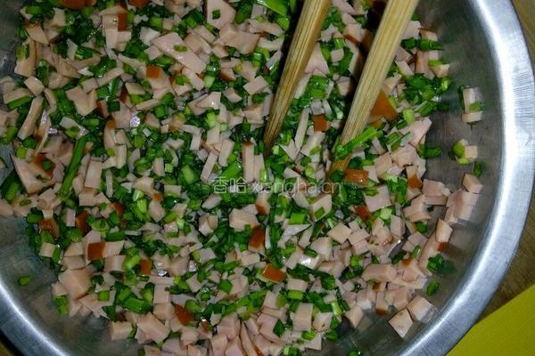 培根韭菜饼的做法图解3