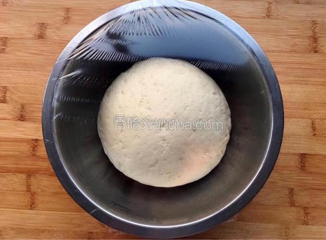 用手和成光滑的面团盖上保鲜膜放在温暖处等待发酵