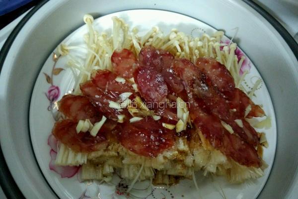 金针菇蒸腊肠的做法图解6