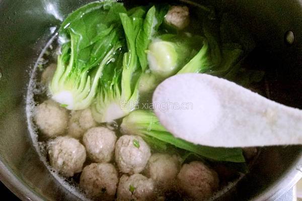 油菜粉丝肉丸汤的做法图解10
