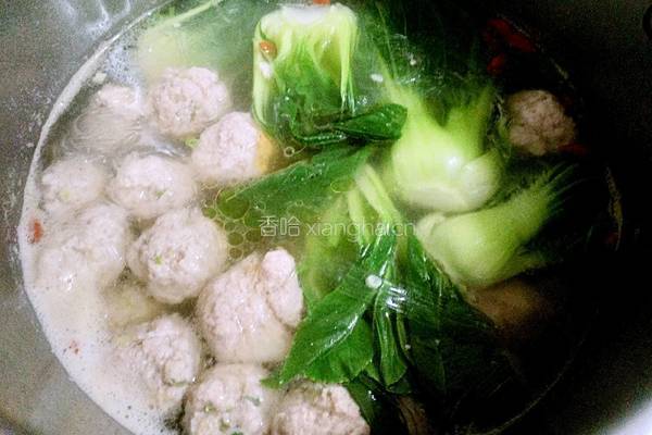 油菜粉丝肉丸汤的做法图解11